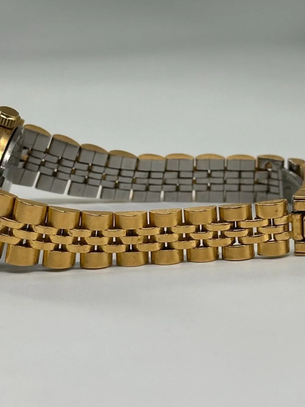 Gruen Watch Women Gold Tone Crystal Bezel Not Working Selling AS IS 7.25